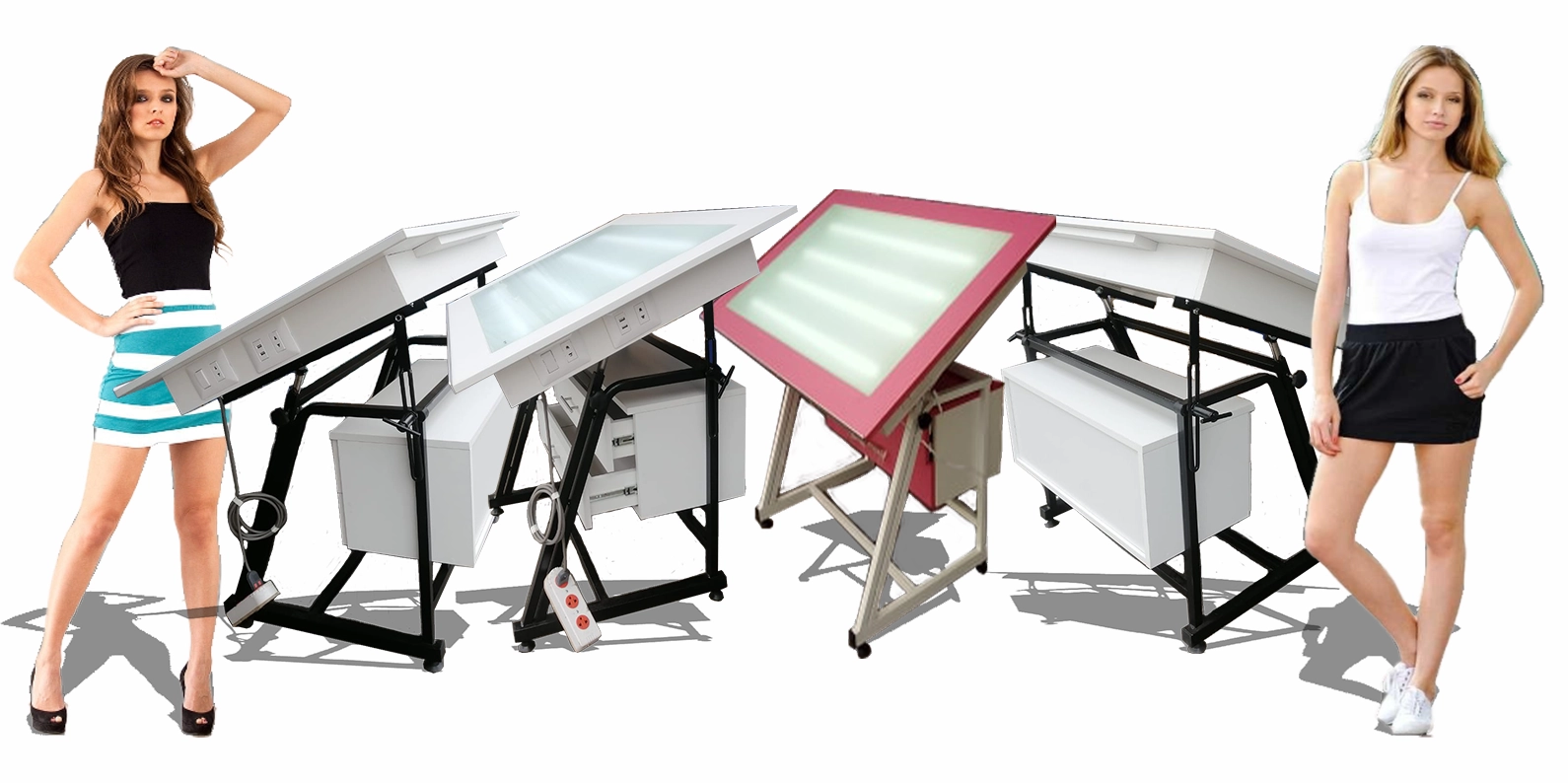 Mesa de dibujo office modelo estudiante con luz led