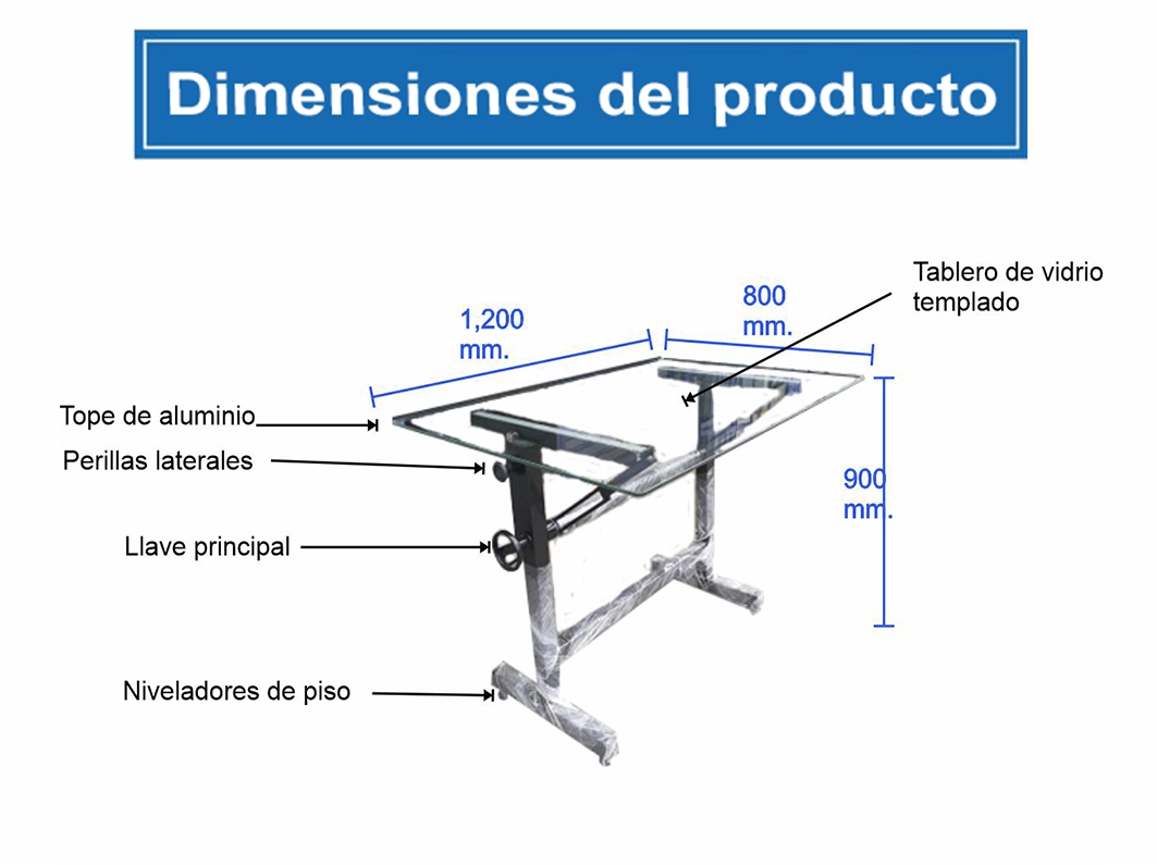 mesa premium con vidrio templado