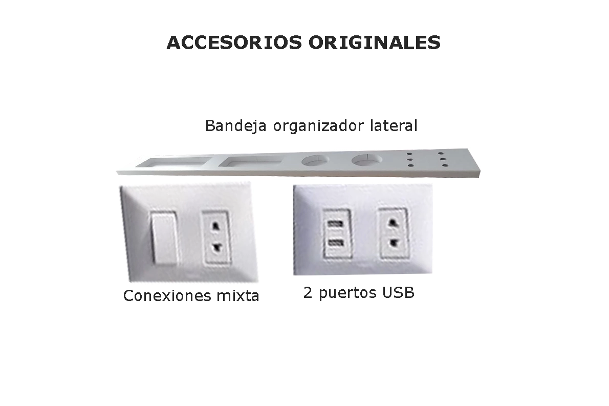 Organizador bandeja para útiles de trabajo, conexiones mixtas.